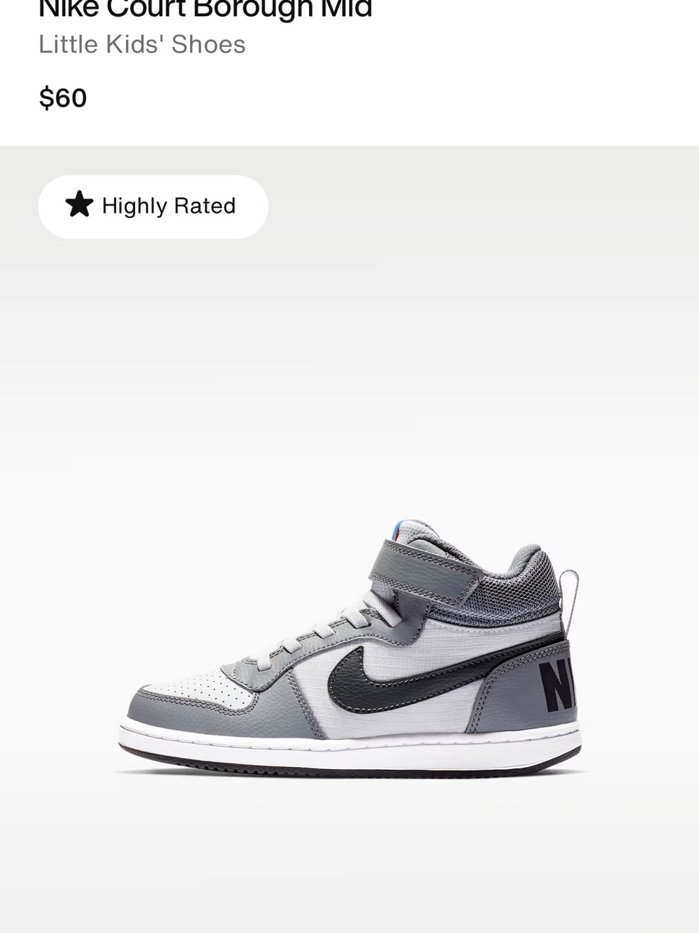 Nike Grey and Black Mid Kids' Sneakers